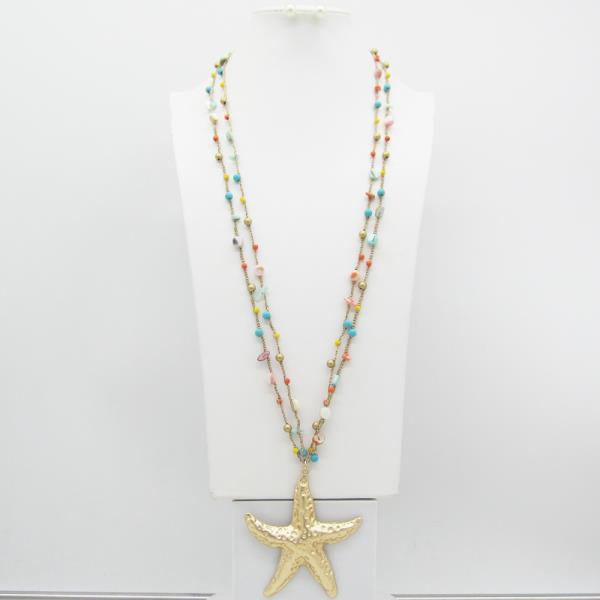 SEALIFE STARFISH BEAD LONG NECKLACE