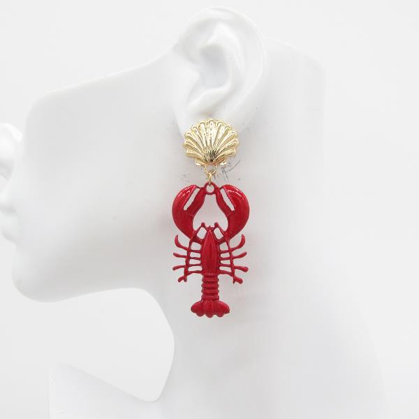 SEALIFE SHELL LOBSTER DANGLE EARRING