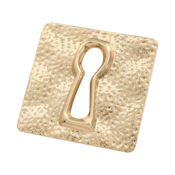 SQUARE TEXTURED KEYHOLE STATEMENT BROOCH