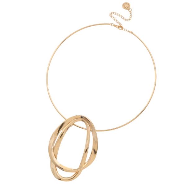 WIRE METAL OVAL PEDNANT NECKLACE