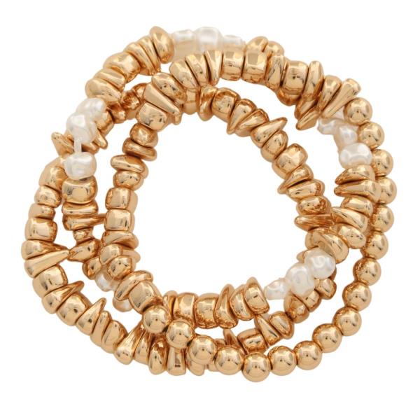 METAL BEADED STRETCH BRACELET SET