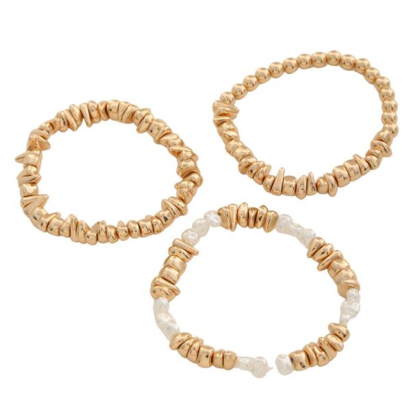 METAL BEADED STRETCH BRACELET SET