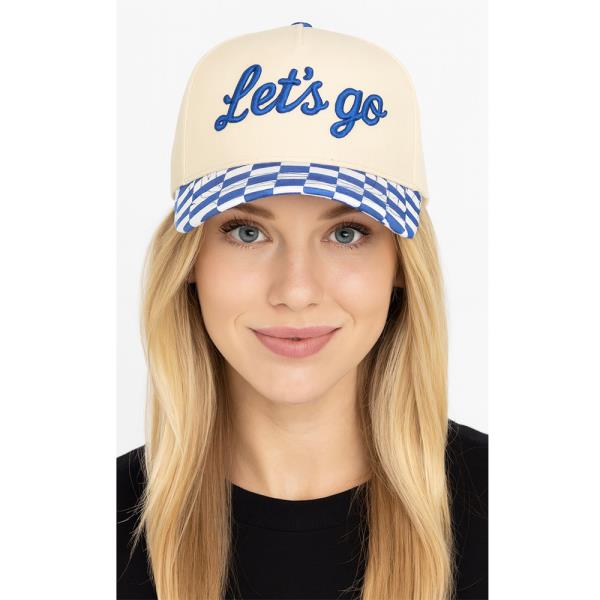 LETS GO CHECKERED BASEBALL CAP