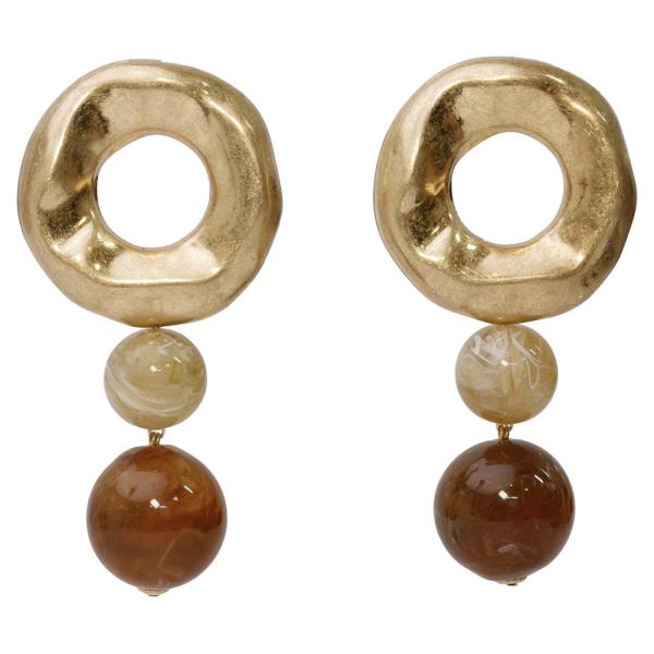METAL ROUND RESIN BALL DROP EARRING