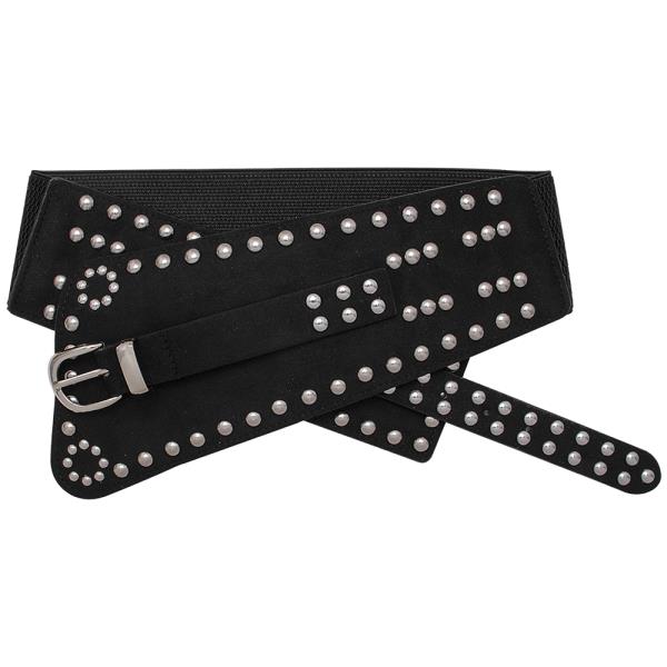 STYLISH STUD WAIST BUCKLE ELASTIC BELT