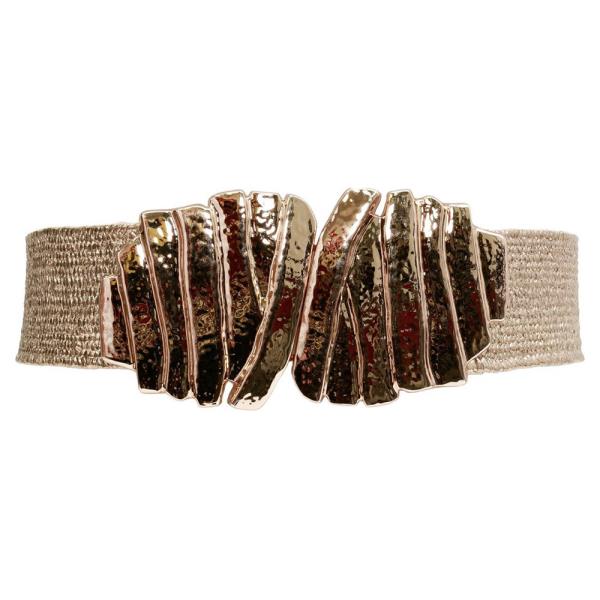 METAL BAR BUCKLE STRAW ELASTIC BELT