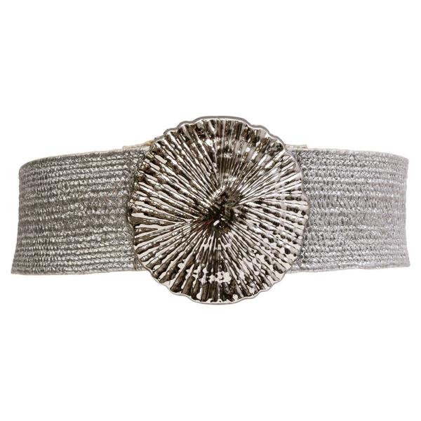 METAL SHELL BUCKLE STRAW ELASTIC BELT