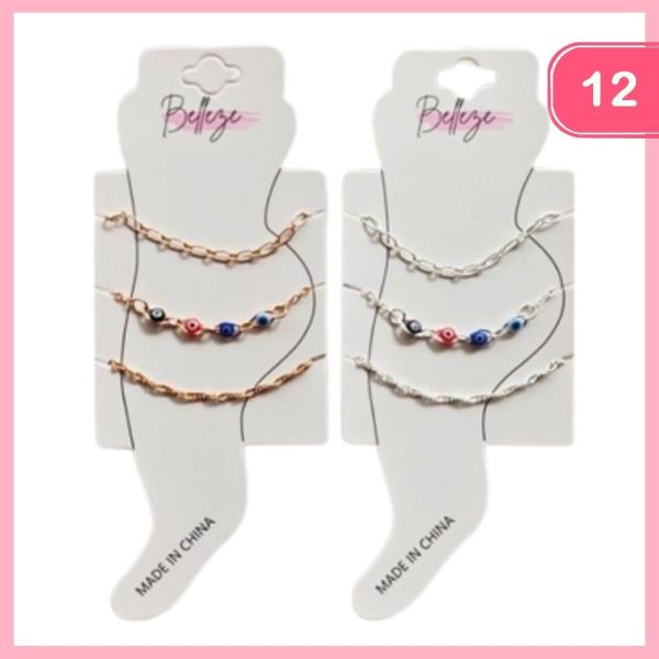 EVIL EYE LAYERED ANKLET (12 UNITS)