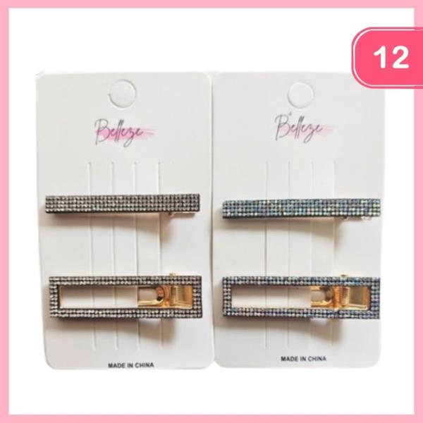 RHINESTONE HAIR CLIP (12 UNITS)