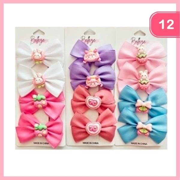 CUTE CHARM RIBBON HAIR BOW (12 UNITS)