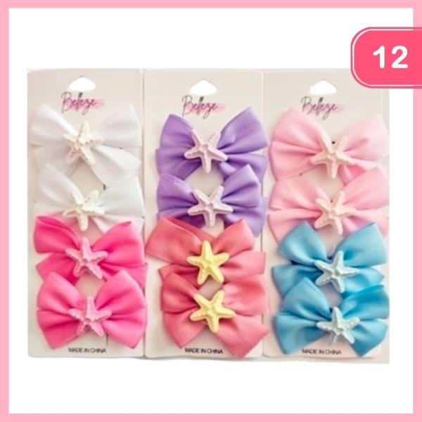 STARFISH CHARM RIBBON HAIR BOW (12 UNITS)