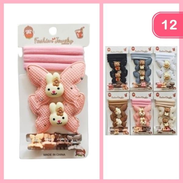 MINI BUTTERFLY HAIR CLIPS W/ HAIR TIES AND SNAP HAIR CLIP (12 UNITS)