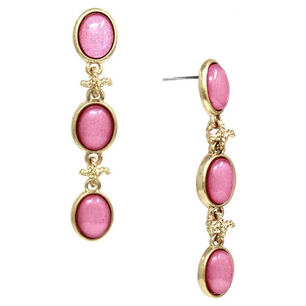 EPOXY STONE LINKED DANGLE EARRING