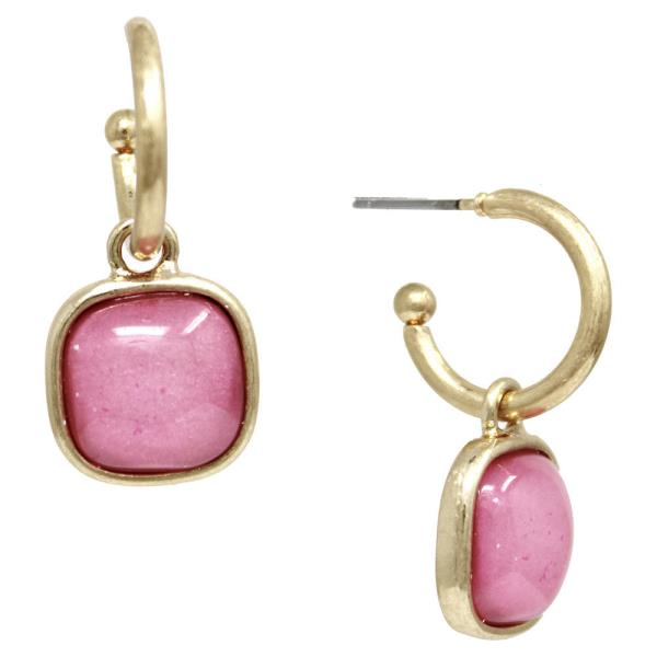 EPOXY STONE HUGGIE HOOP EARRING