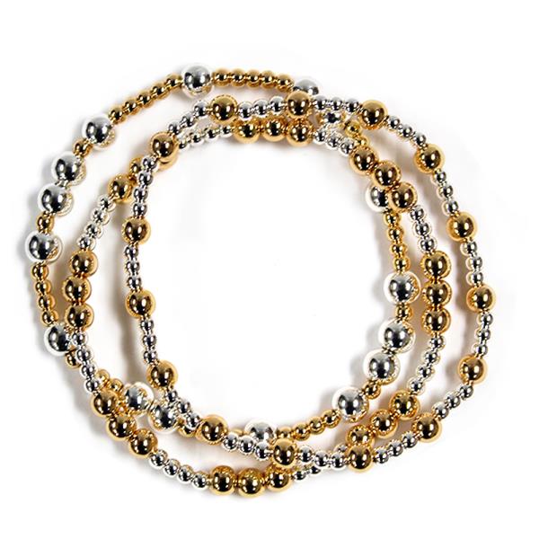 MULTI STRAND METAL BEADED STRETCH BRACELET SET