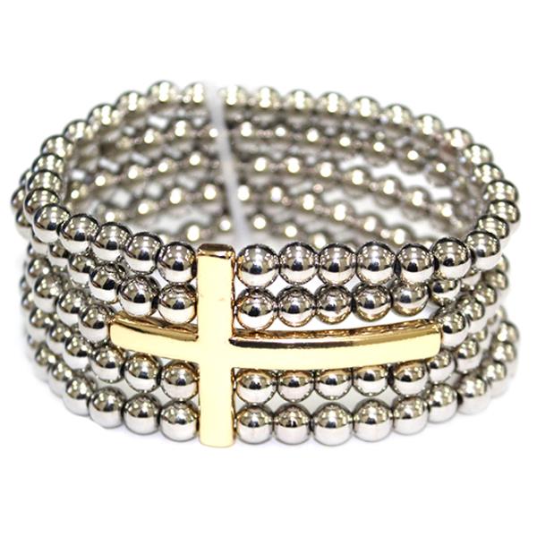 BEADED CROSS STRETCH BRACELET SET