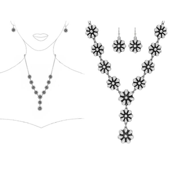 WESTERN FLOWER NECKLACE EARRING SET
