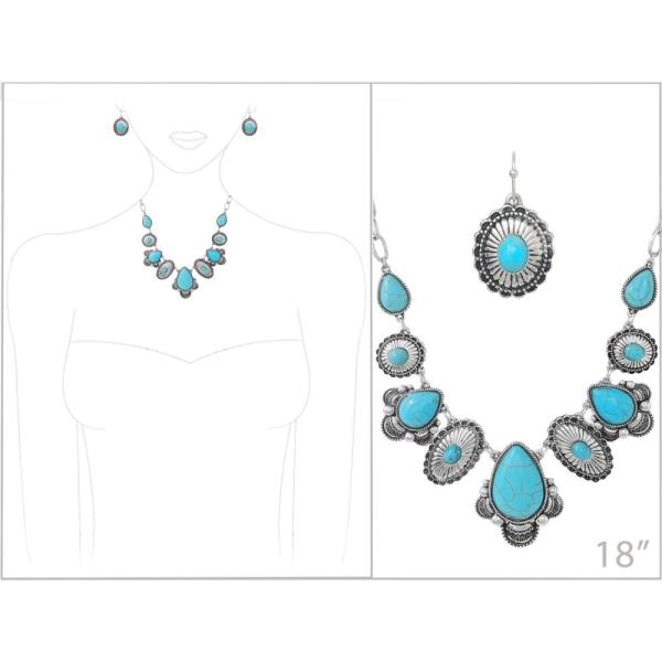 WESTERN MULTI STONE  NECKLACE EARRING SET