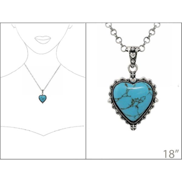 WESTERN HAND STONE HEART PENDANT NECKLACE