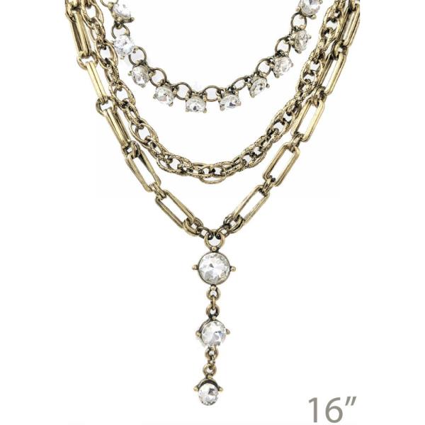 WESTERN RHINESTONE LAYERED NECKLACE