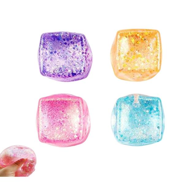ETA-6/25 GLITTER CUBE SQUEEZE SQUISHY TOY