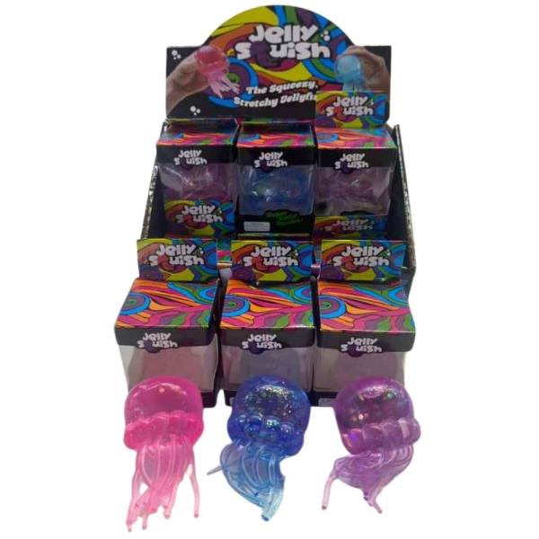 ETA-6/25 GLITTER JELLYFISH SQUISHY SQUEEZE TOY (12 UNITS)
