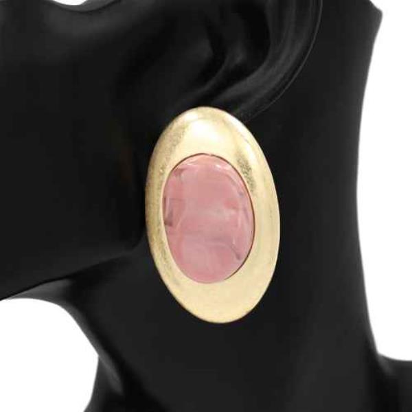RESIN OVAL STATEMENT STUD EARRING