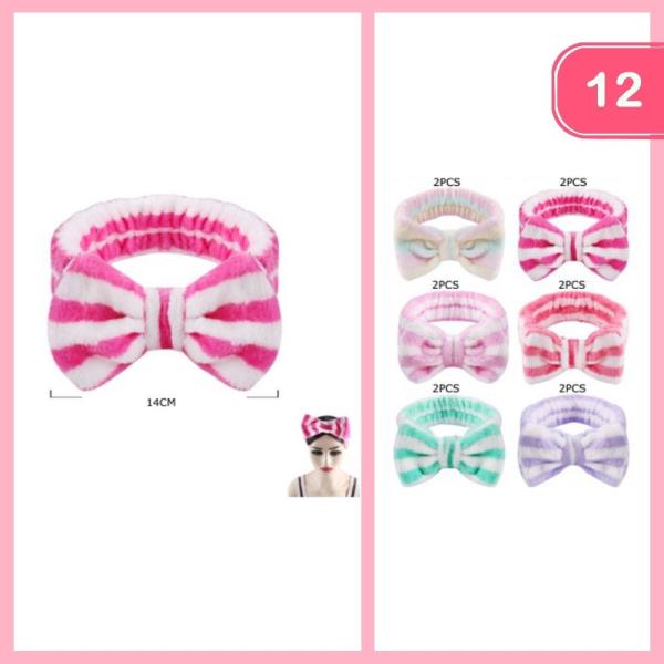 STRIPE BOW SPA HEADBAND (12 UNITS)