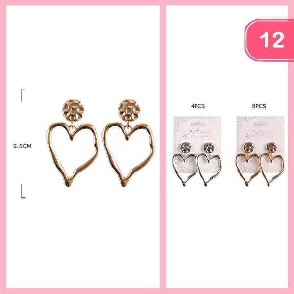 METAL HEART POST DROP EARRING (12 UNITS)