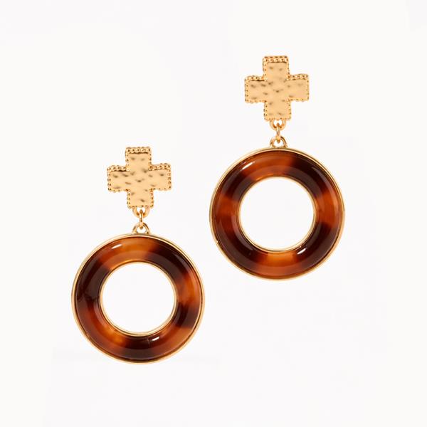 CROSS HOOP EARRING