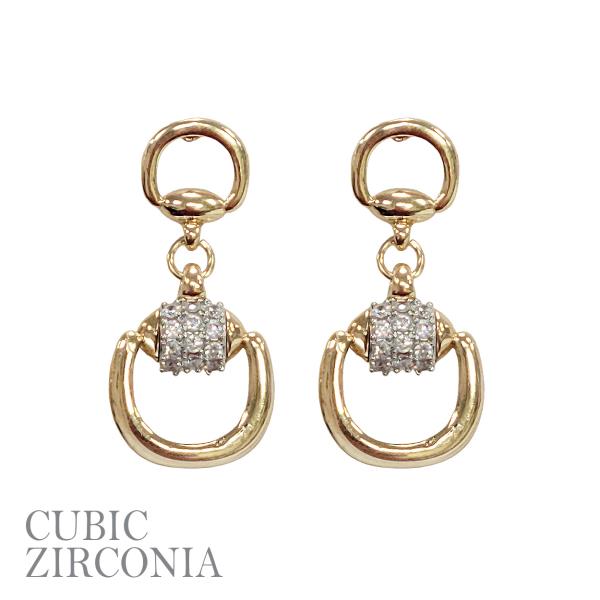 CZ HORSE BIT DANGLE EARRING