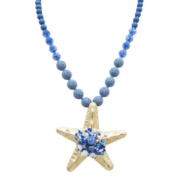 SEA LIFE STARFISH BEAD PENDANT NECKLACE