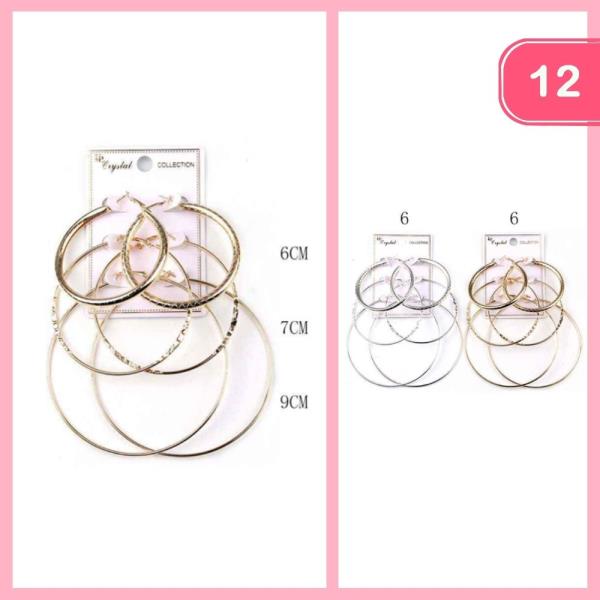 METAL HOOP EARRINGS (12 UNITS)