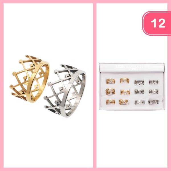 STAINLESS STEEL CROWN RING (12 UNITS)