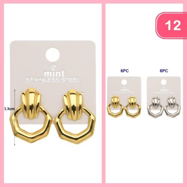 STAINLESS STEEL DOOR KNOCKER EARRINGS (12 UNITS)