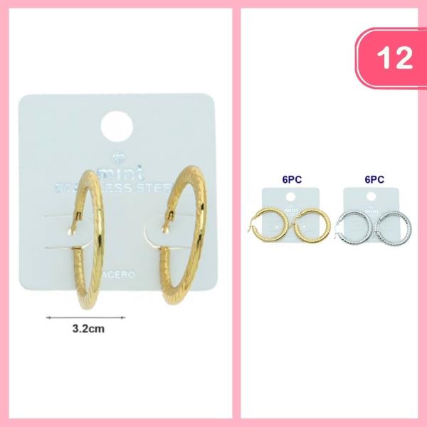 STAINLESS STEEL HOOP EARRING (12 UNITS)