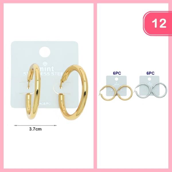 STAINLESS STEEL HOOP EARRING (12 UNITS)