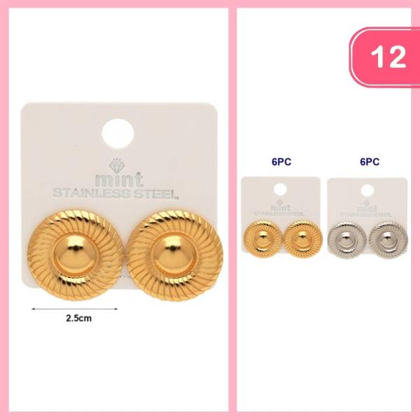 STAINLESS STEEL ROUND POST EARRING (12 UNITS)