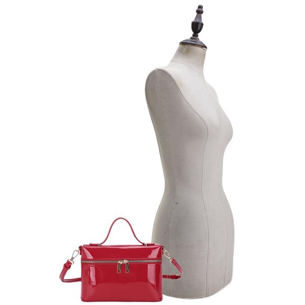 GLOSSY TEXTURE HANDLE SATCHEL BAG