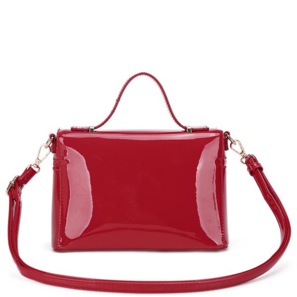 GLOSSY TEXTURE HANDLE SATCHEL BAG