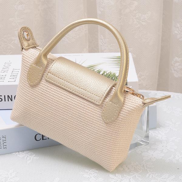TEXTURED STRAW HANDLE CROSSBODY BAG