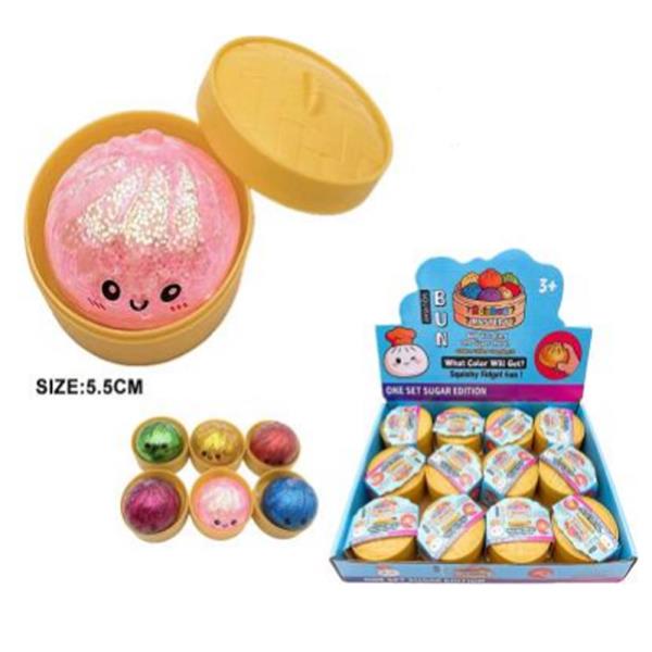 GLITTER MOOD DUMPLING SQUISHY SQUEEZE TOY (12 UNITS)