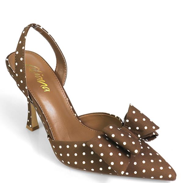 DOT PRINT SLING HEEL W BOW