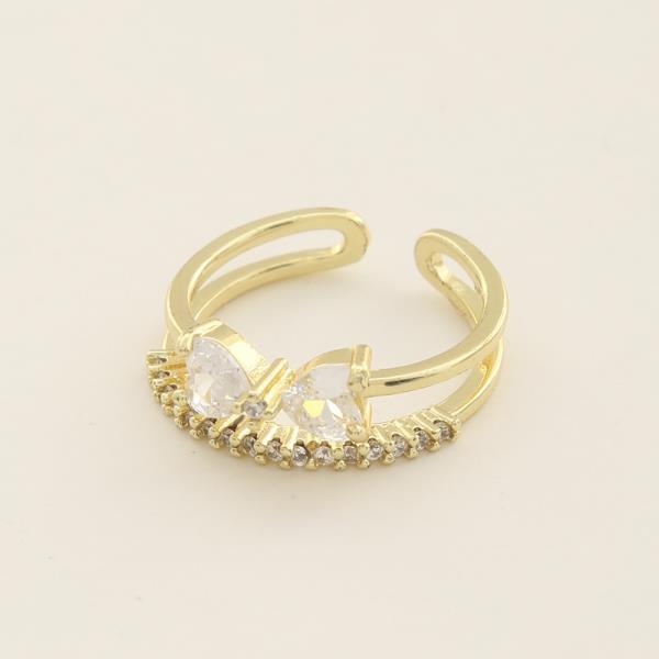 SODAJO SPLIT BOW CZ GOLD DIPPED ADJUSTABLE RING