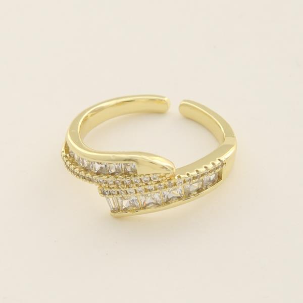 SODAJO CROSSING DESIGN CZ GOLD DIPPED ADJUSTABLE RING