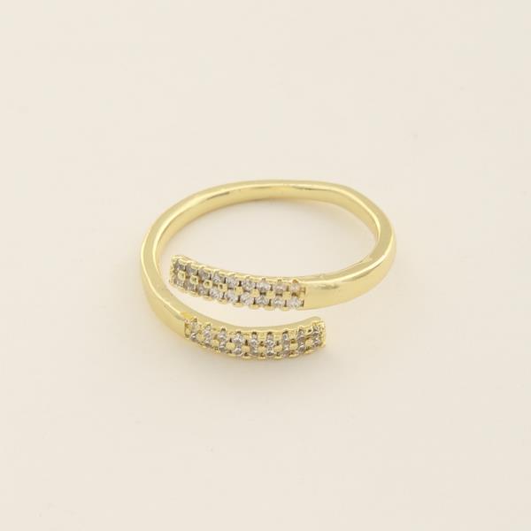 SODAJO OPEN WRAP CZ GOLD DIPPED ADJUSTABLE RING