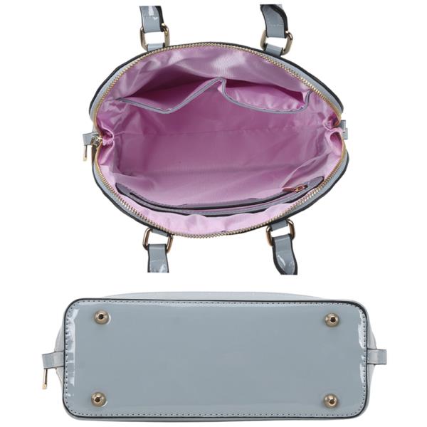 2IN1 TEXTURED OVAL DESIGN HANDLE SATCHEL W WALLET SET