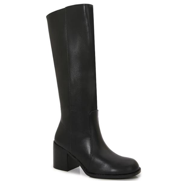 ROUND TOE SIMPLE CHUNKY HEEL BOOTS