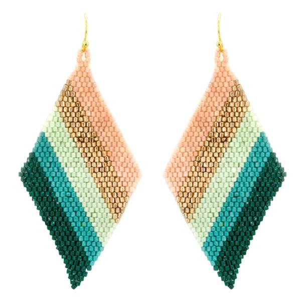 BEADED STRIPED DANGLE EARRINGS (12 UNITS)