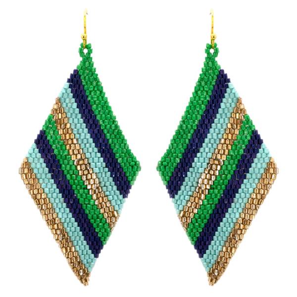 BEADED STRIPED DANGLE EARRINGS (12 UNITS)